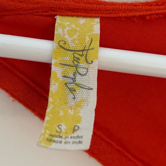 Free People Austin Emma Mini Dress Orange Floral Embroidered Long Sleeve Boho - Picture 11 of 13